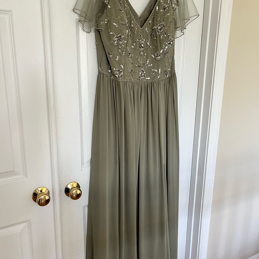 Adrianna Papell Olive Green Maxi Dress